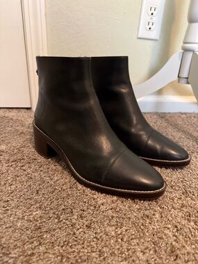 Cole Haan Women's Waterproof Black Leather Ankle Boots - Classic Block Heel